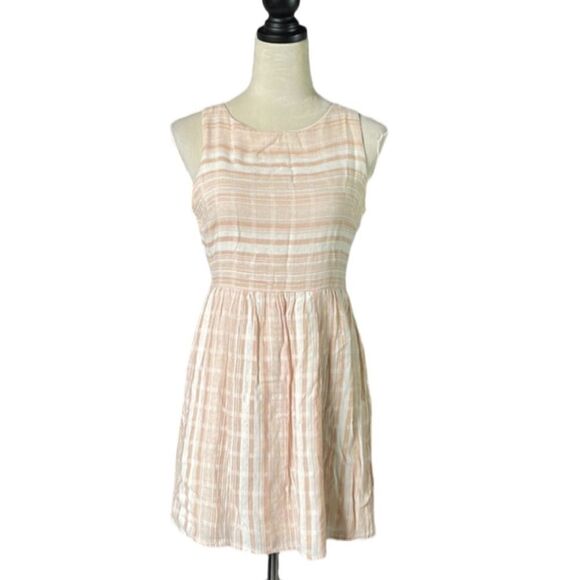 One Clothing Peach and Off White Fit & Flare Dress (Size: Medium) - Picture 1 of 13